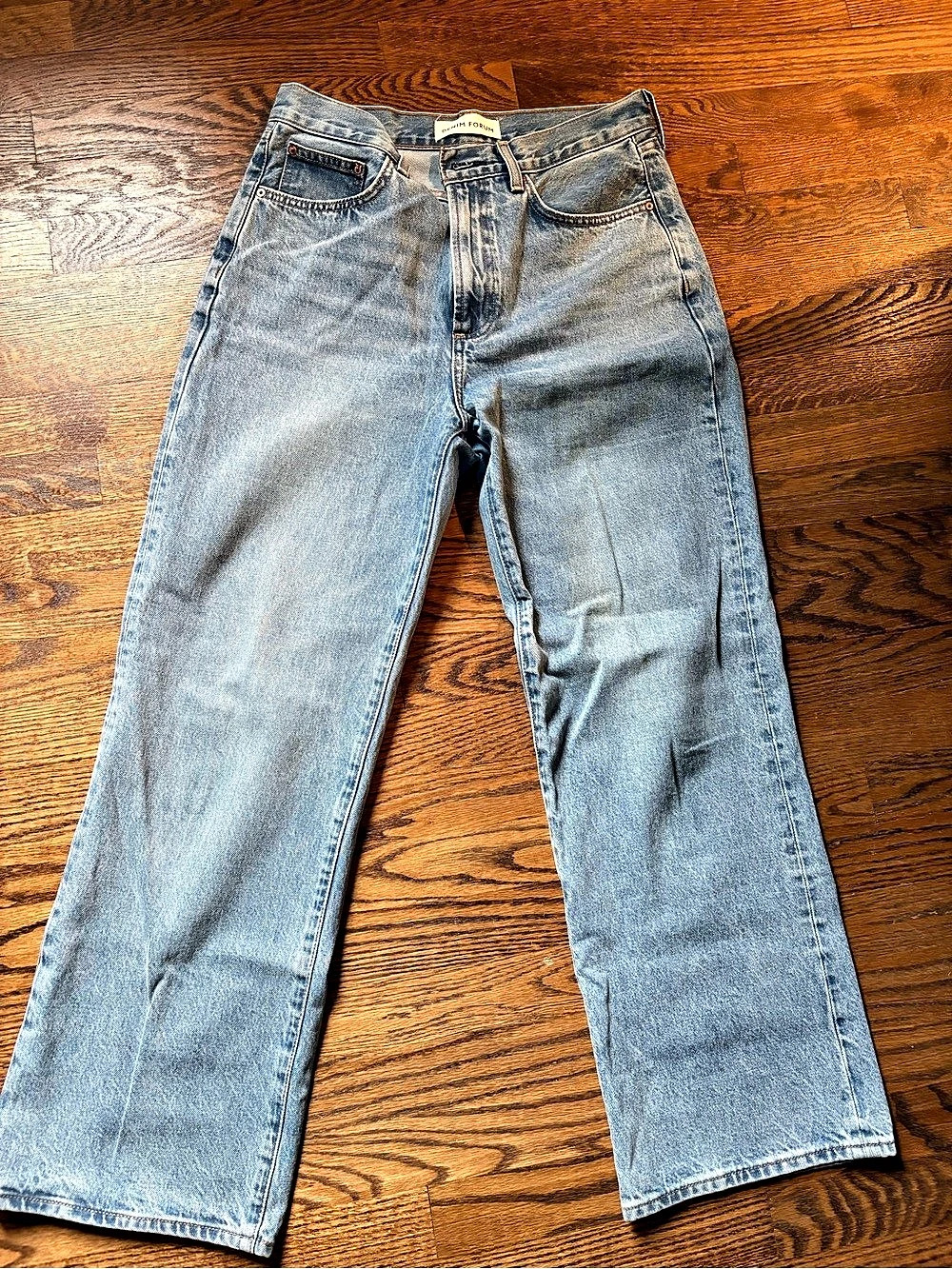 Denim Forum The Farrah Hi-Rise Wide Leg Jeans in Blue Waist 29 Short